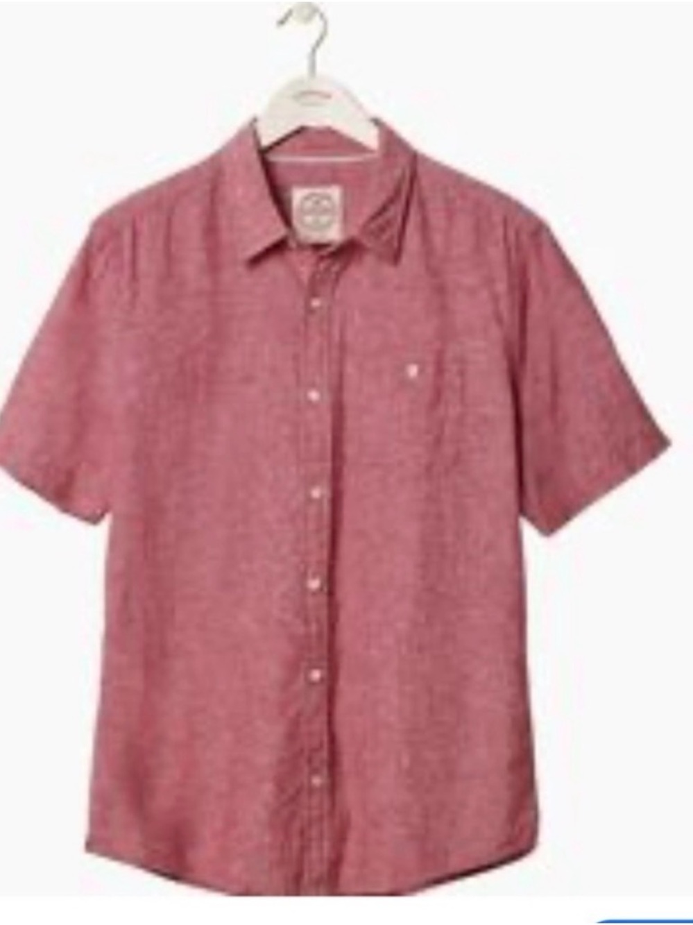 Linen Blend Button Down Shirt Men’s Small Coral Lightweight Summer Fat Face